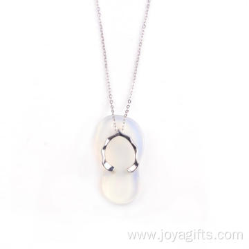 Fashionable Cute Slipper Opal Stone Necklace Pendant with Silver Plated Necklace